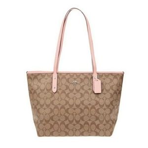 Coach City Zip Tote In Signature Canvas